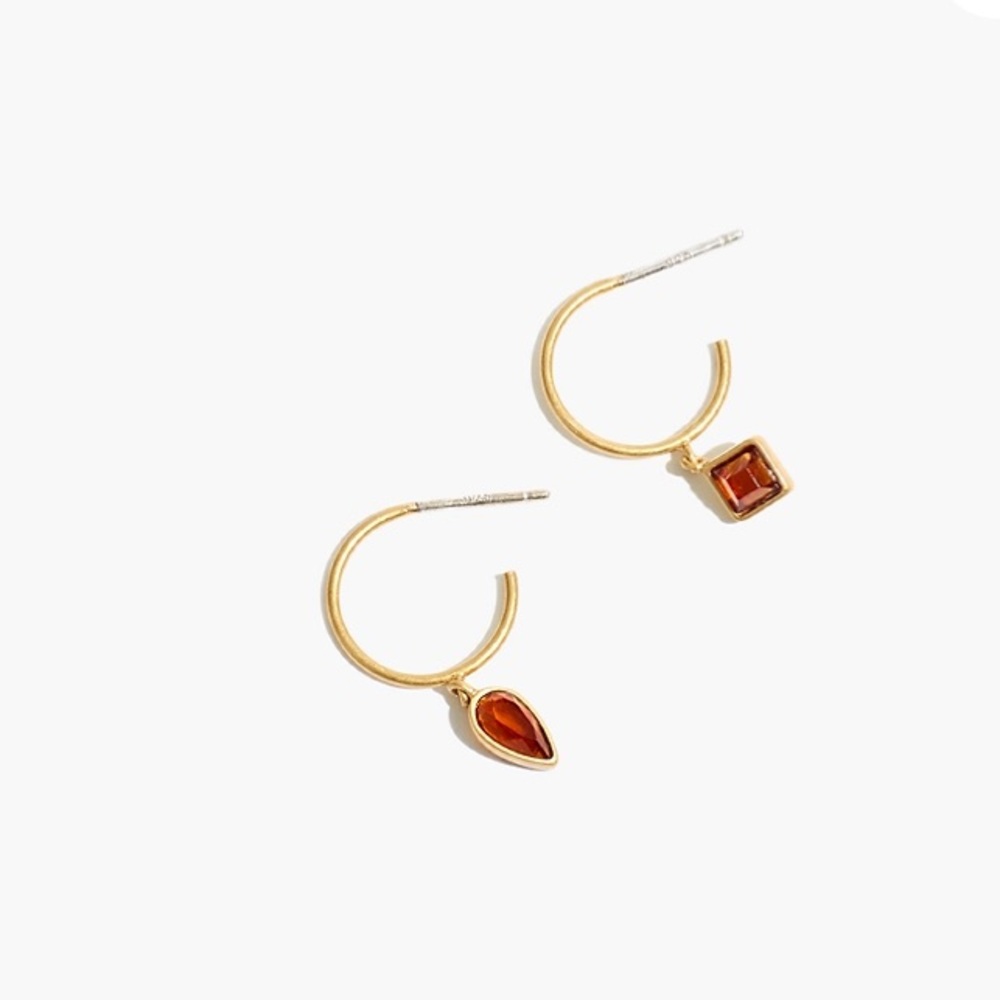Madewell mismatch glass charm mini hoop earrings